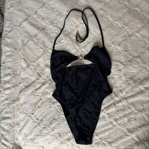 Marine Serre Black Cut-Out Swimsuit